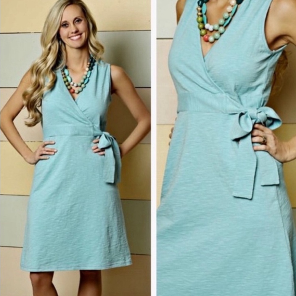SOLD! Matilda Jane Large Robin’s Egg Blue Faux Wrap Dress